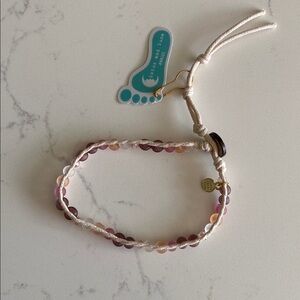 Lotus and Luna • Sea Glass and Crystal Beaded Anklet